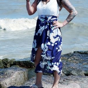 Dress with longer flow in the back.